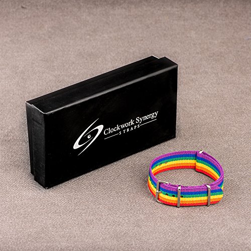 Image of Clockwork Synergy - Classic Nylon Ss Ballistic Watch Band 24mm - PRIDE Rainbow - Interchangeable Replacement Watch Straps