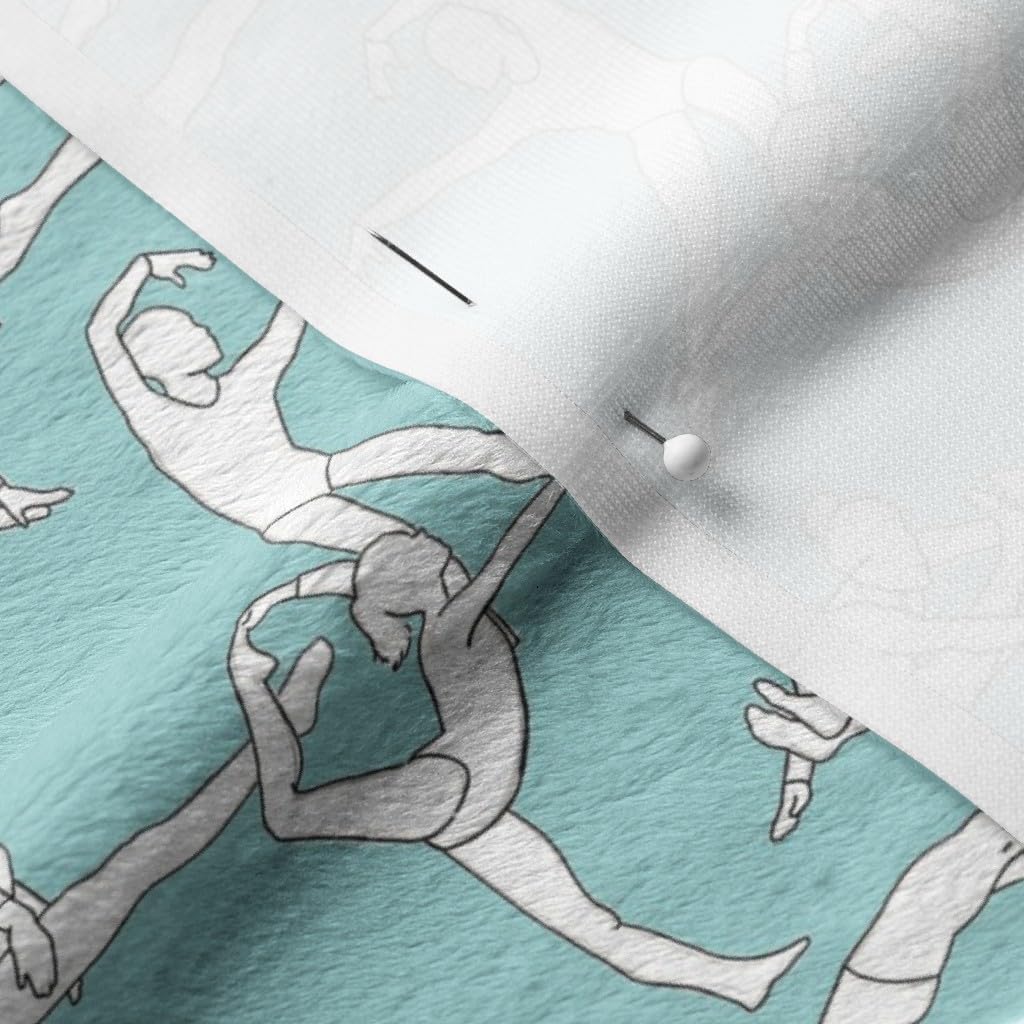 Spoonflower Fabric - Light Blue Gymnastics Sports Exercise Gymnast Womens Printed on Minky Fabric by The Yard - Sewing Baby Blankets Quilt Backing Plush