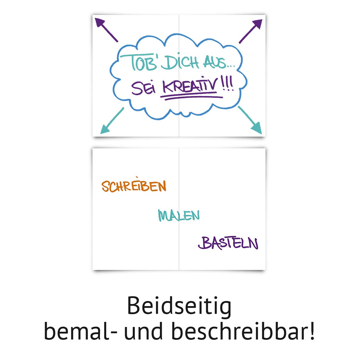 100 Blanko Klappkarten DIN A5 hoch 210x148mm Bilderdruckpapier 300g/qm Set Papier wählbar