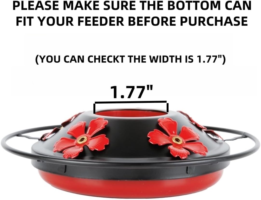 2 Pack Hummingbird Feeder Base Replacement Part Accessories Set - Includes 2 Pcs Bottom Base, Moat Hooks, Seal Rings, Brushes and Hanging Ropes (2, Black)
