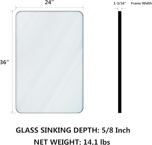 Miniatura 2 de VocalStar Paquete de 2 espejos de baño negros de 24 x 36 pulgadas, espejo rectangular con marco de metal, espejo de tocador de pared moderno, vidrio