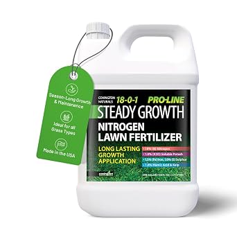 Covington ProLine 18-0-1 NPK Liquid Slow Release Lawn Fertilizer 1 Gal High Nitrogen Lawn Food for All Grass Types Supports Steady Growth & Maintenance Deep Green Turf Builder Concentrate