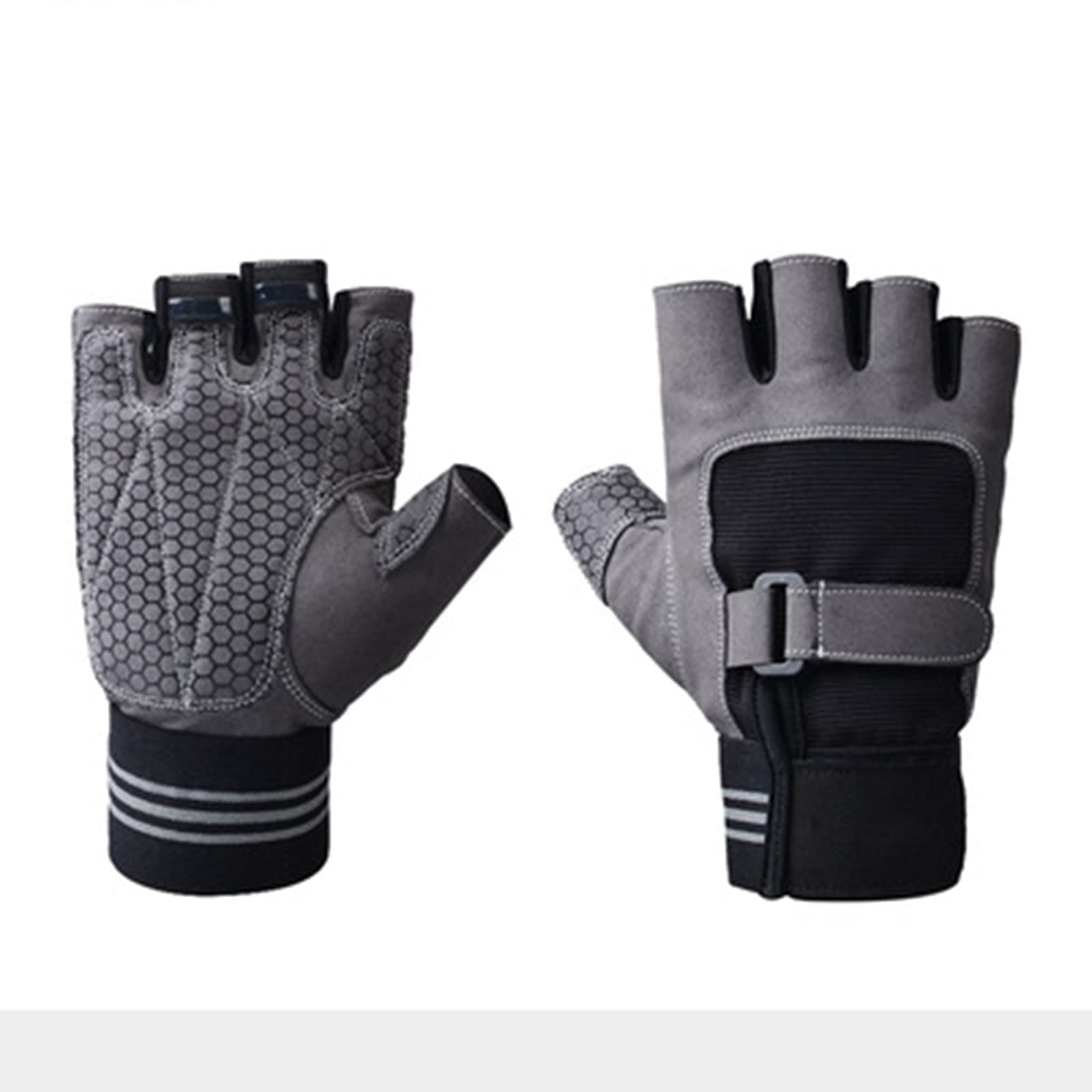 Fitnesshandschuhe für Herren und Damen, Trainingshandschuhe mit Handgelenkstützehuhe, Trainingsanzug, modischer Halbfinger mit Dämpfung, tragbare Handballenauflage (Farbe: Schwarz, Größe: S)