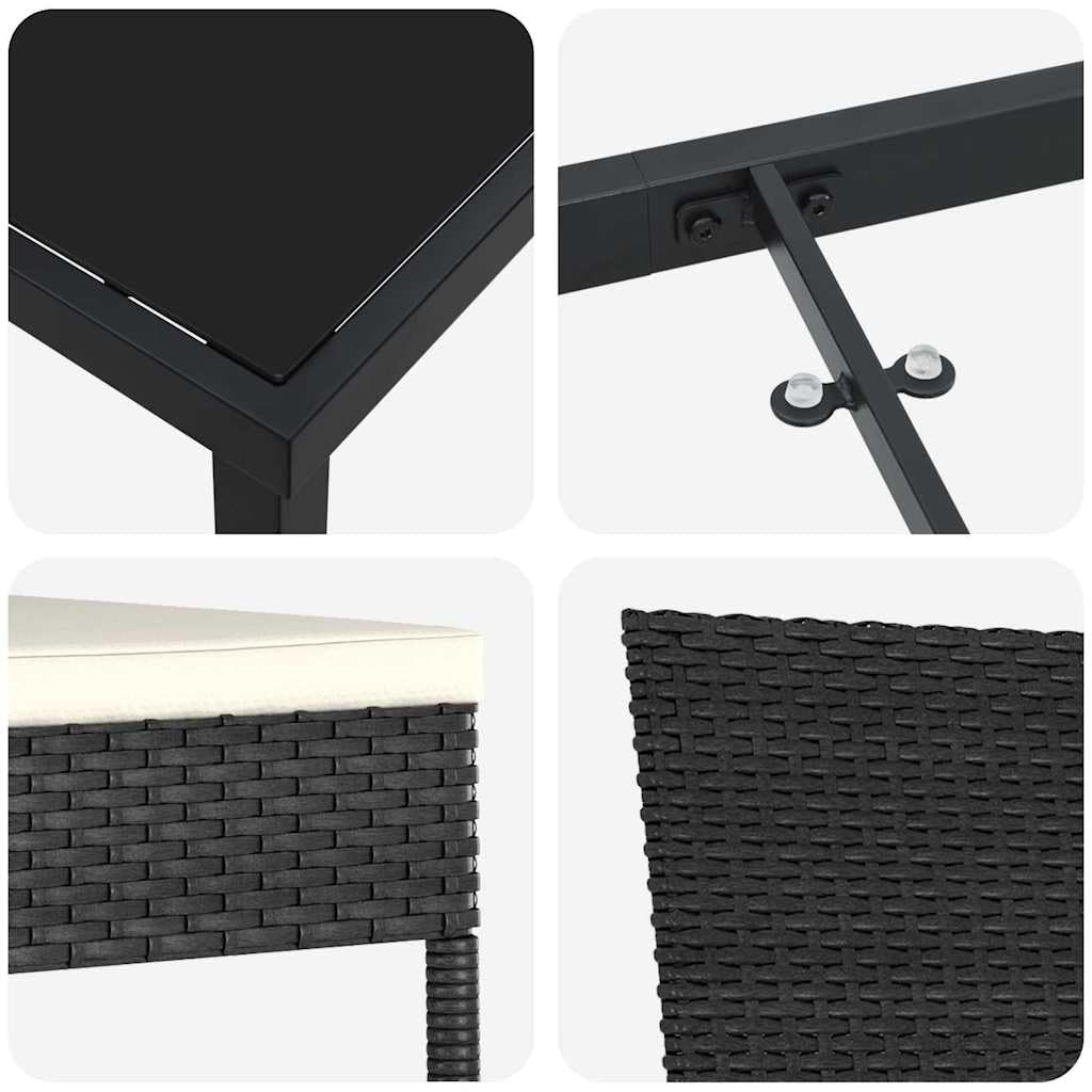 vidaXL Set da Pranzo per Giardino 7 PCS Nero Poly Rattan, Set da Pranzo per Giardino e terrazza, Rettangolare, Moderno, Resistente ai Raggi UV, per divertirsi all'aperto