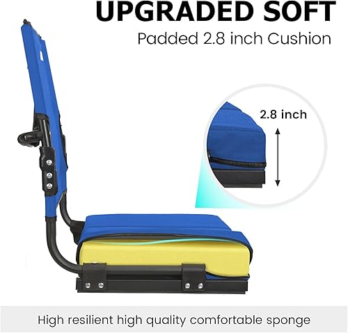 Miniatura 4 de behairity Asientos de estadio para gradas con soporte trasero extra anchos, sillas de gradas más compactas con respaldo más alto y cojín grueso,