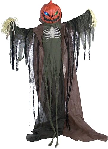 Miniatura 12 de Haunted Hill Farm Lifesize - Calabaza animatrónica con luces activadas por el tacto y sonido, funciona con pilas, para interiores o exteriores