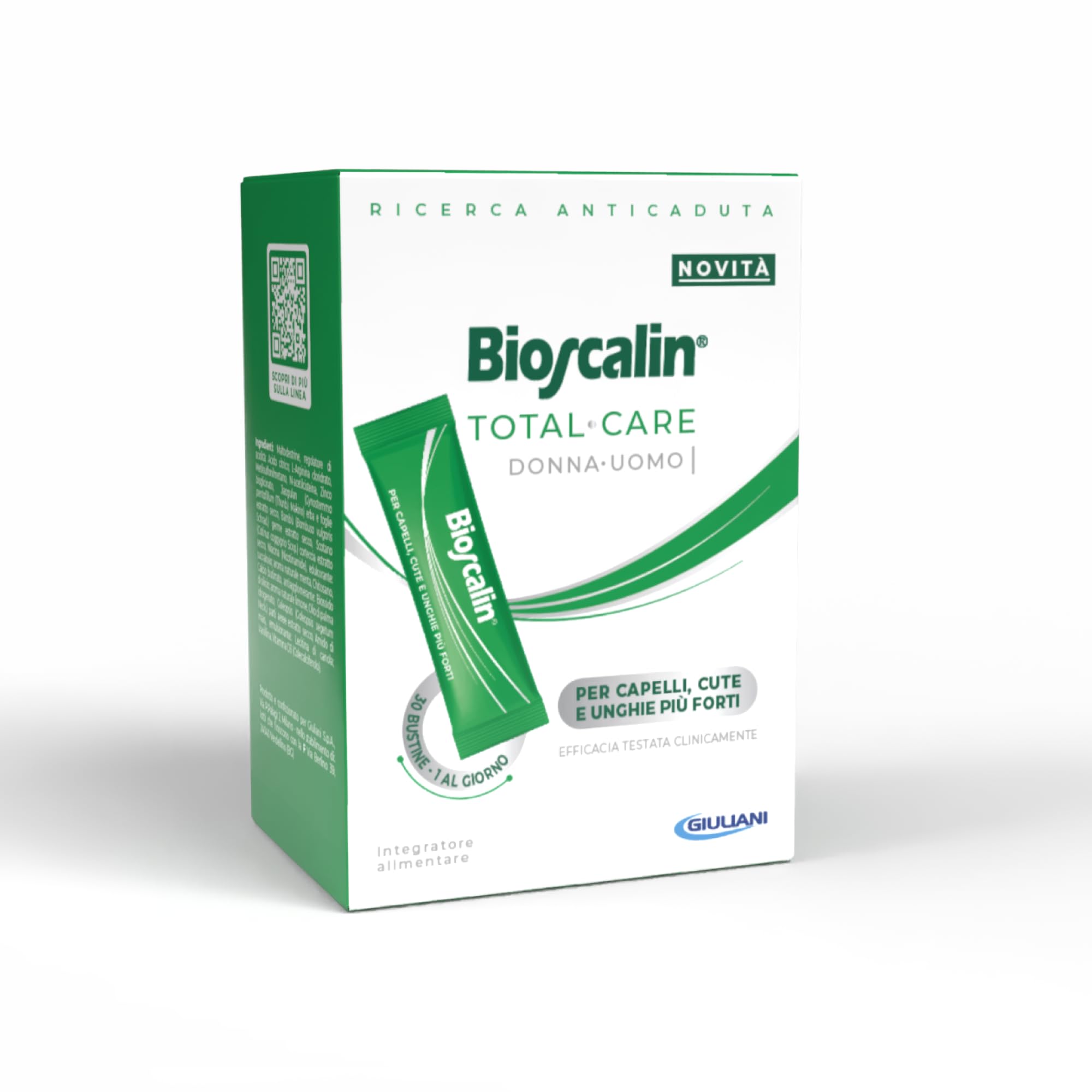 Bioscalin TOTAL•CARE Integratore Bustine, per Donna e Uomo, per Capelli, Cute e Unghie più Forti, Senza Glutine, Vegano, 30 Bustine