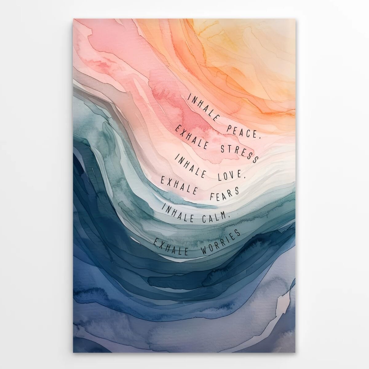 Mental Health Posters Inhale Exhale Meditation Wall Art Watercolor Abstract Painting Wellness Breathe Calm Canvas Prints Therapy Office Counselling Motivational Pictures Decor 16x24inch Unframed