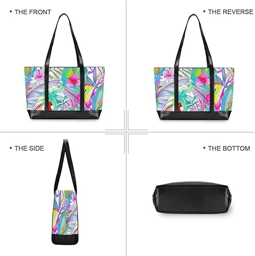Miniatura 3 de Colorful Tropical Parrot Flowers classy laptop bags with zipper computer tote bags for women for Travel Gym Vacation with lunch maletin ejecutivo