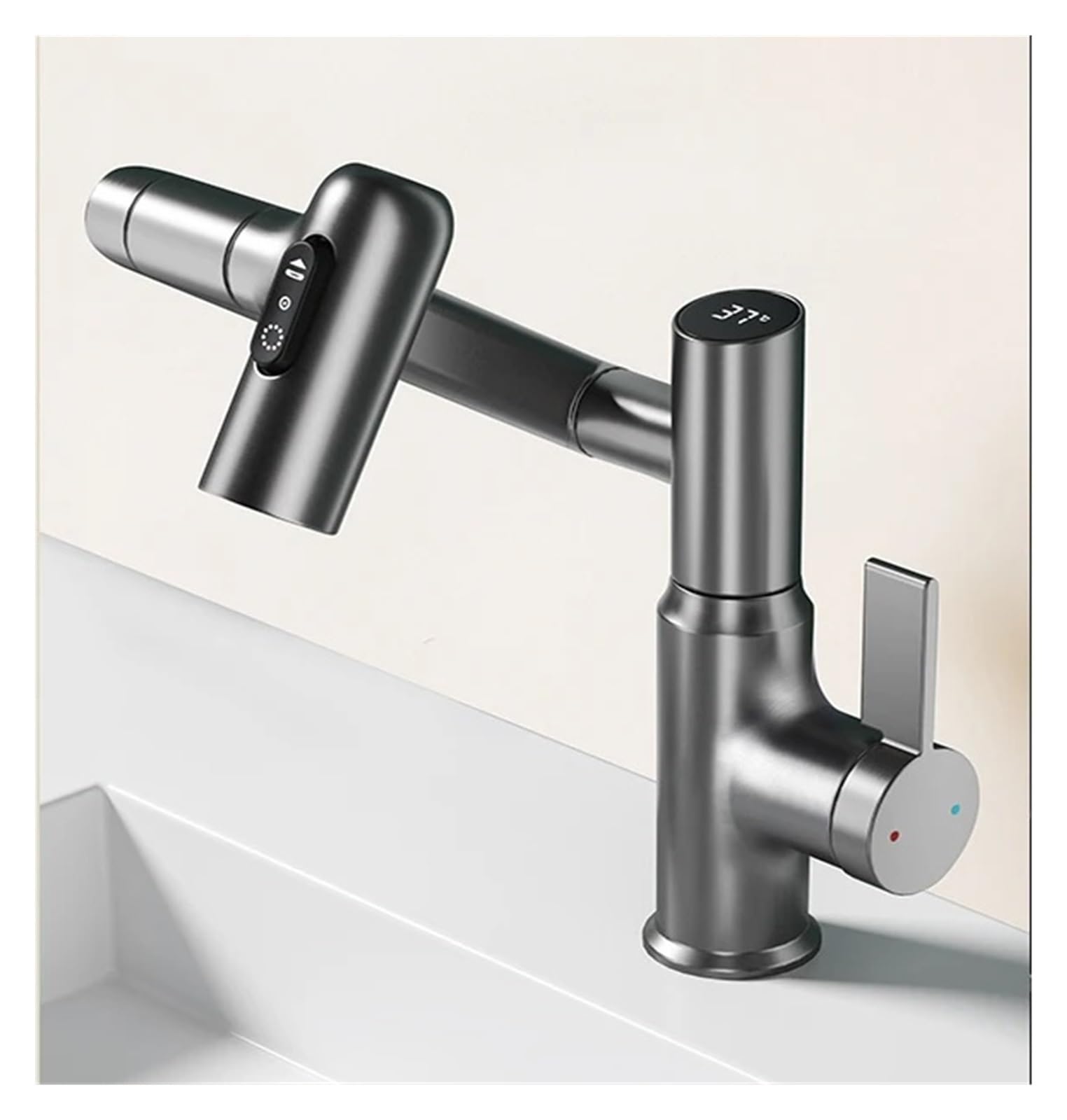 Grifo de lavabo giratorio 360° en color blanco para baños modernos 5
