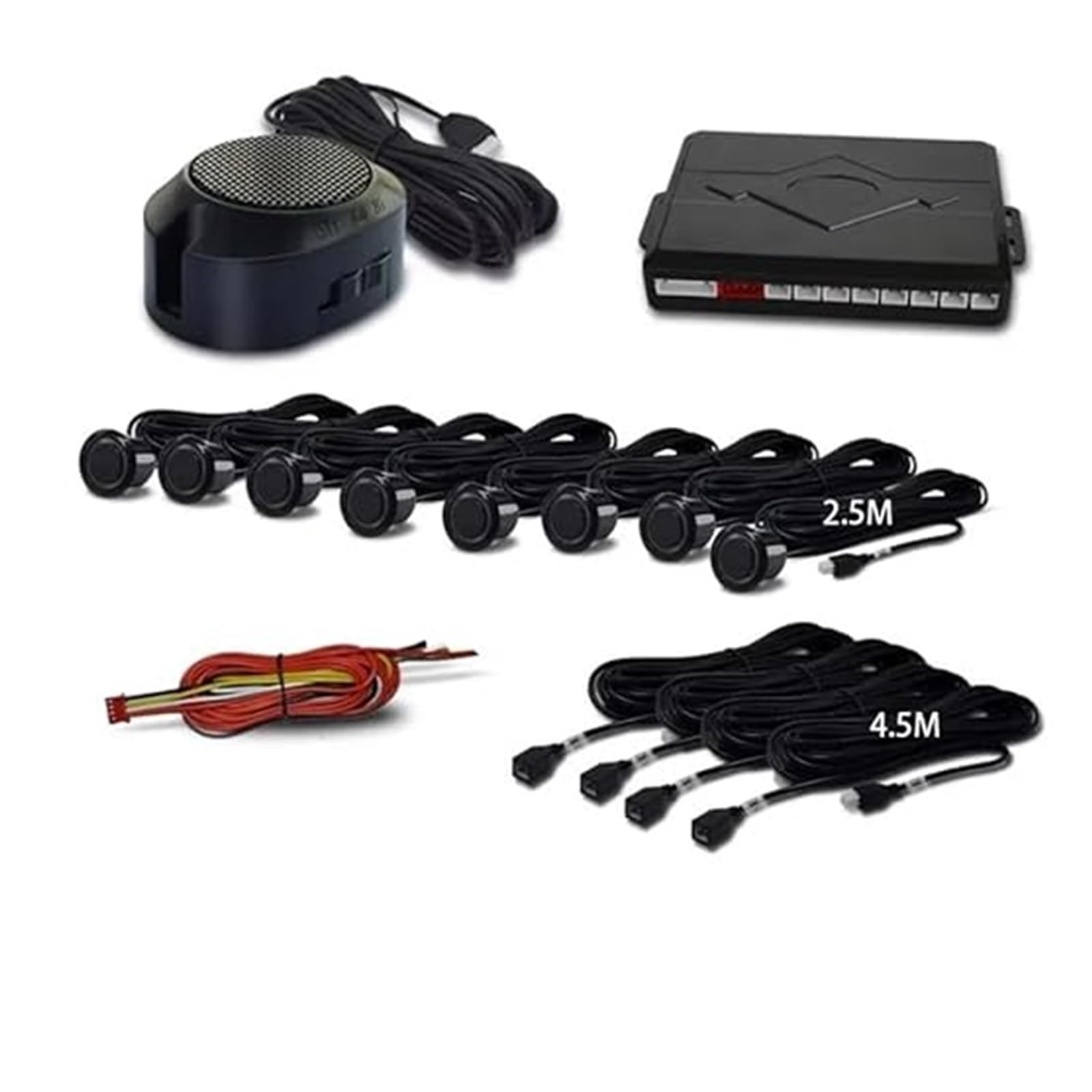 Kit Sensor Estacionamiento Radar Marcha Atrás Trasero para Coche 8 Zumbadores Sonido Indicador Alerta Sonda Asistencia De Aparcamiento(B)