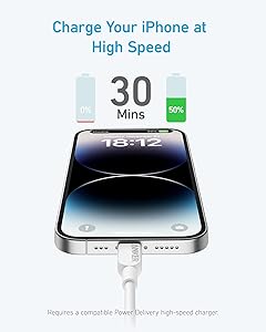 Anker USB C to Lightning Cable(10FT,2Pack,White), MFi Certified for iPhone 14 Series, and More(Charger Not Included)