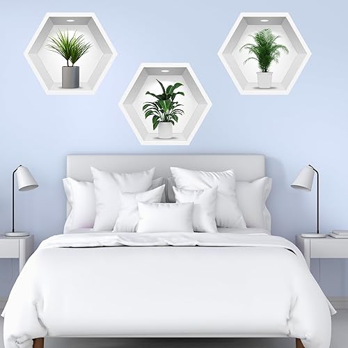 Miniatura 5 de Calcomanías de pared 3D modernas de jarrón verde para pared, jarrones para sala de estar, comedor, decoración de dormitorio, arte de pared botánico