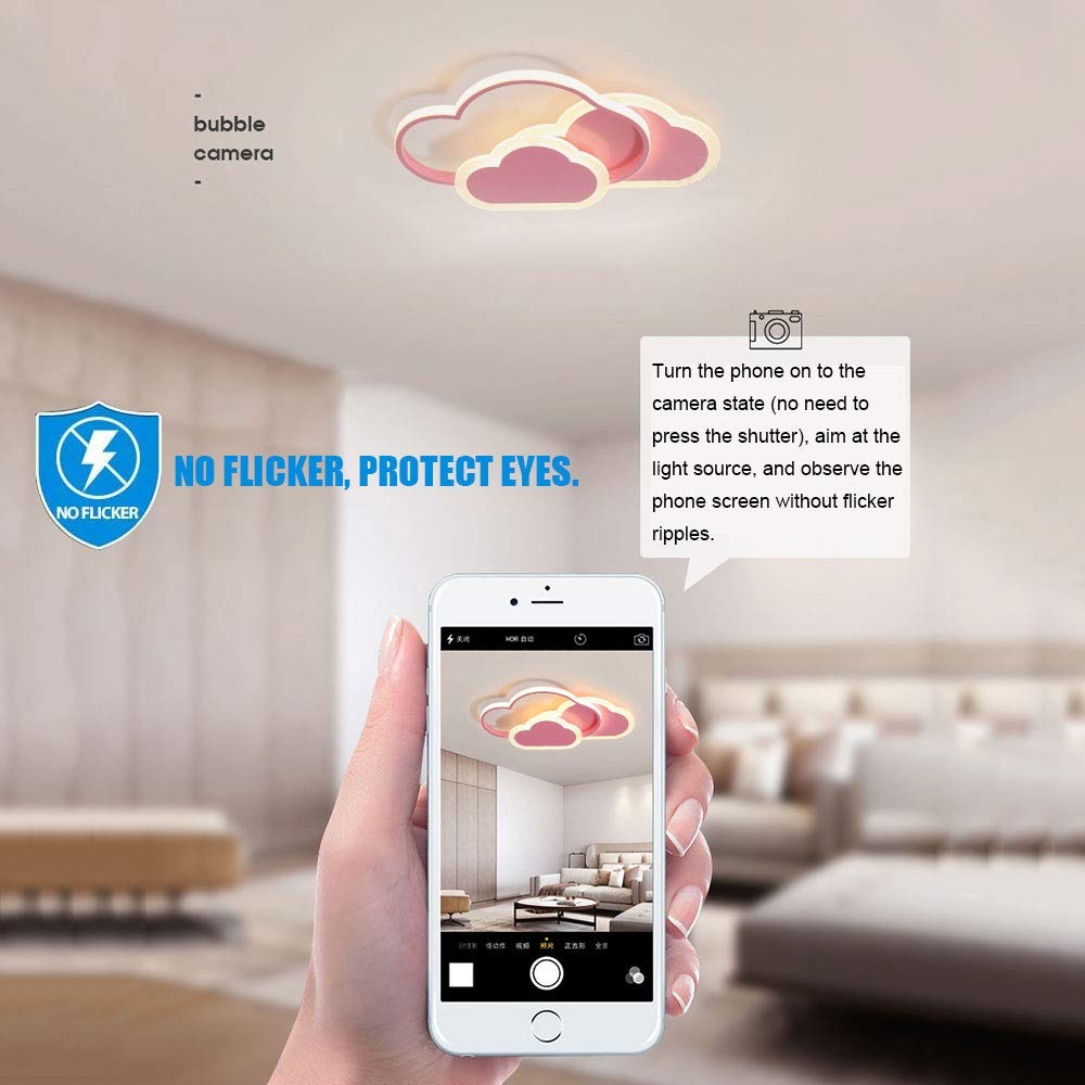 Modern Led Ceiling Light Pink Star Lights For Bedroom Children Kids Baby Room Black White Girls Boys Lighting Home Ceiling Lamp (Color : BlackDimmingwithRemote, Size : 50x5cm - View #13