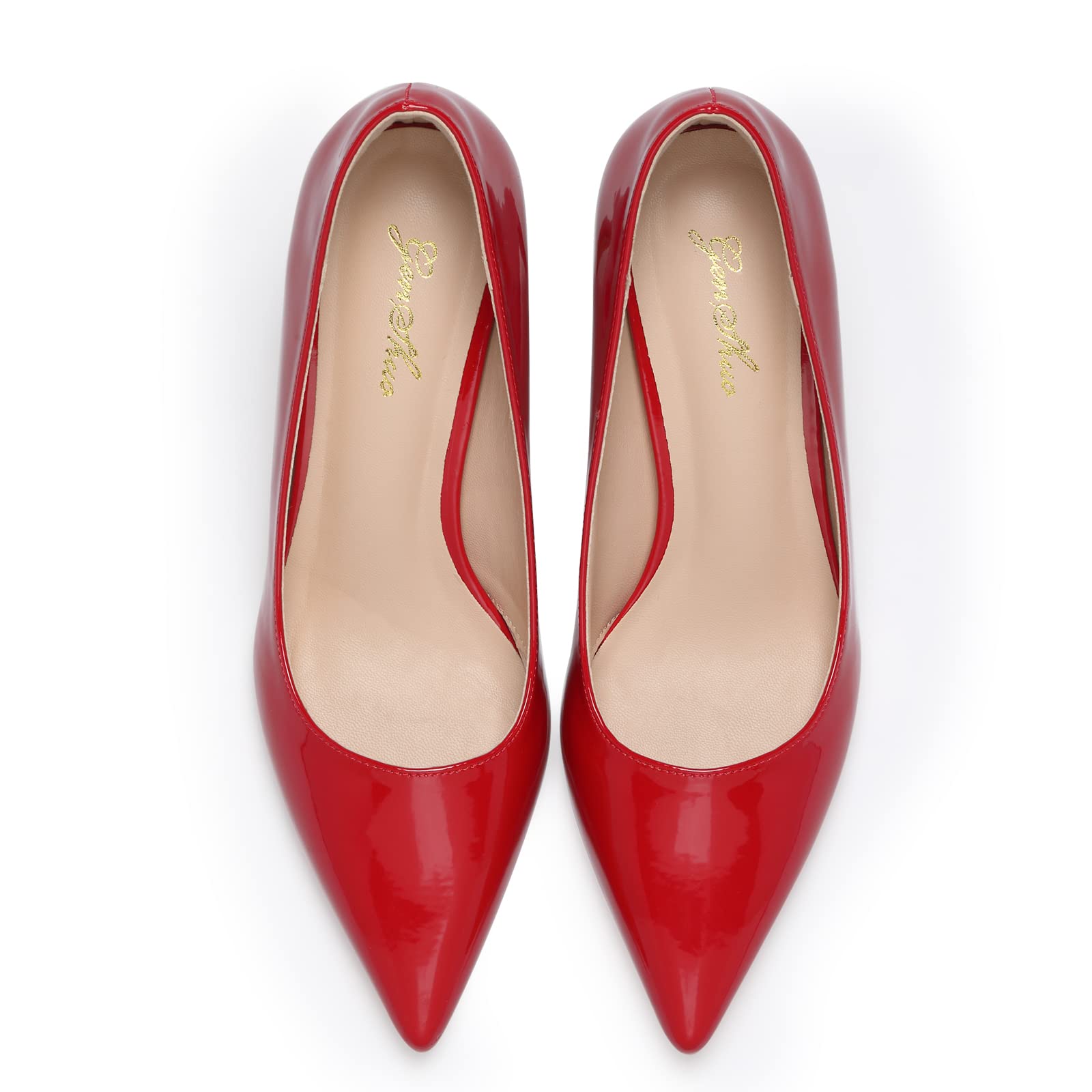 GENSHUO Escarpins à Talons Bas pour Femmes Talons Aiguilles Élégants à Bout Pointu 6CM/2,36 Pouces Chaussures à Talons Hauts pour Le Travail de Mariage en Soirée
