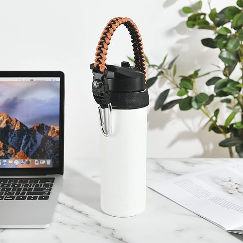 Miniatura 5 de Paracord Handle for Hydro Flask Water Bottles StandardWide Mouth, Strap Holder with Safety Rubber Ring & Carabiner, Easy to Carry and Durable
