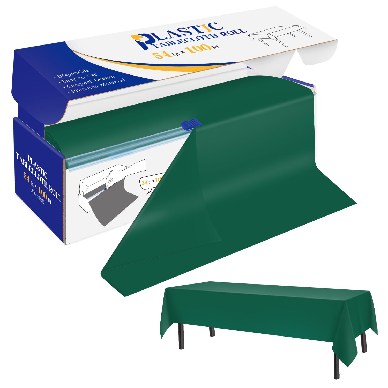 Amazon.com: YSYJ Plastic Table Cover Roll Dark Green Disposable Table ...