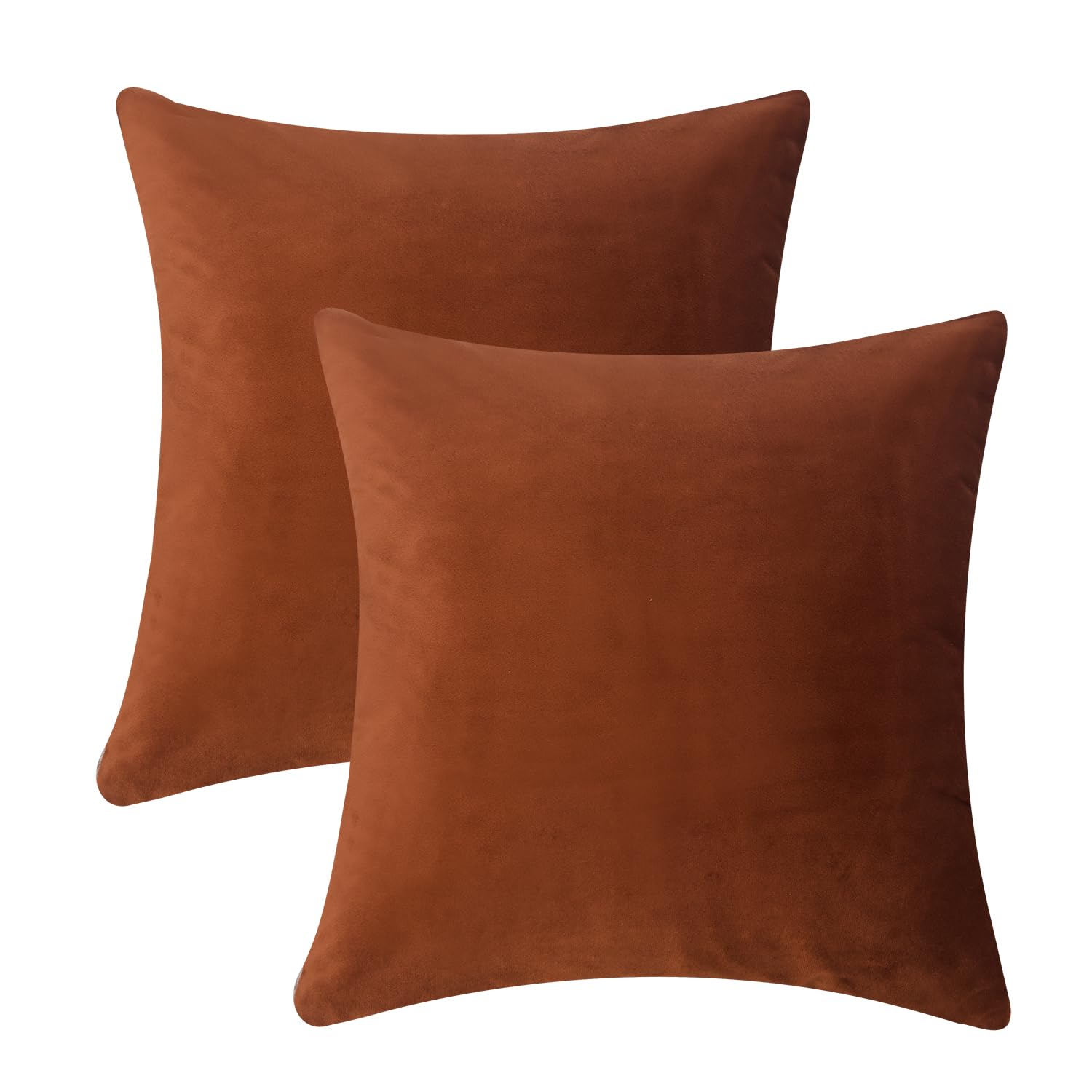 Hadi London Orange Velvet Cushion Covers Set Of 2 Square Cushions Cover For Sofa Bedroom Living Room With Invisible Zipper Fit Up To 45 X 45 Cm Or 18X18 Inch Inner