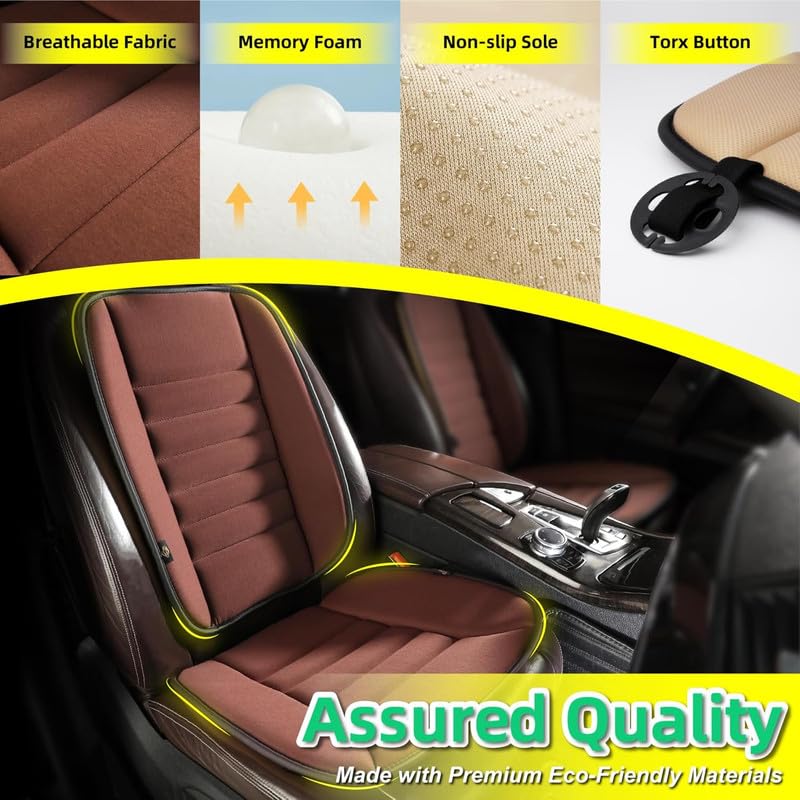 Image of Auto Oprema Car Seat Cushion with Back Support Pillow: Enhanced Comfort Memory Foam Design for Pain Relief, Ideal for Drivers and Office Use - Ergonomic Lumbar Comfort for Long Sitting - Brown