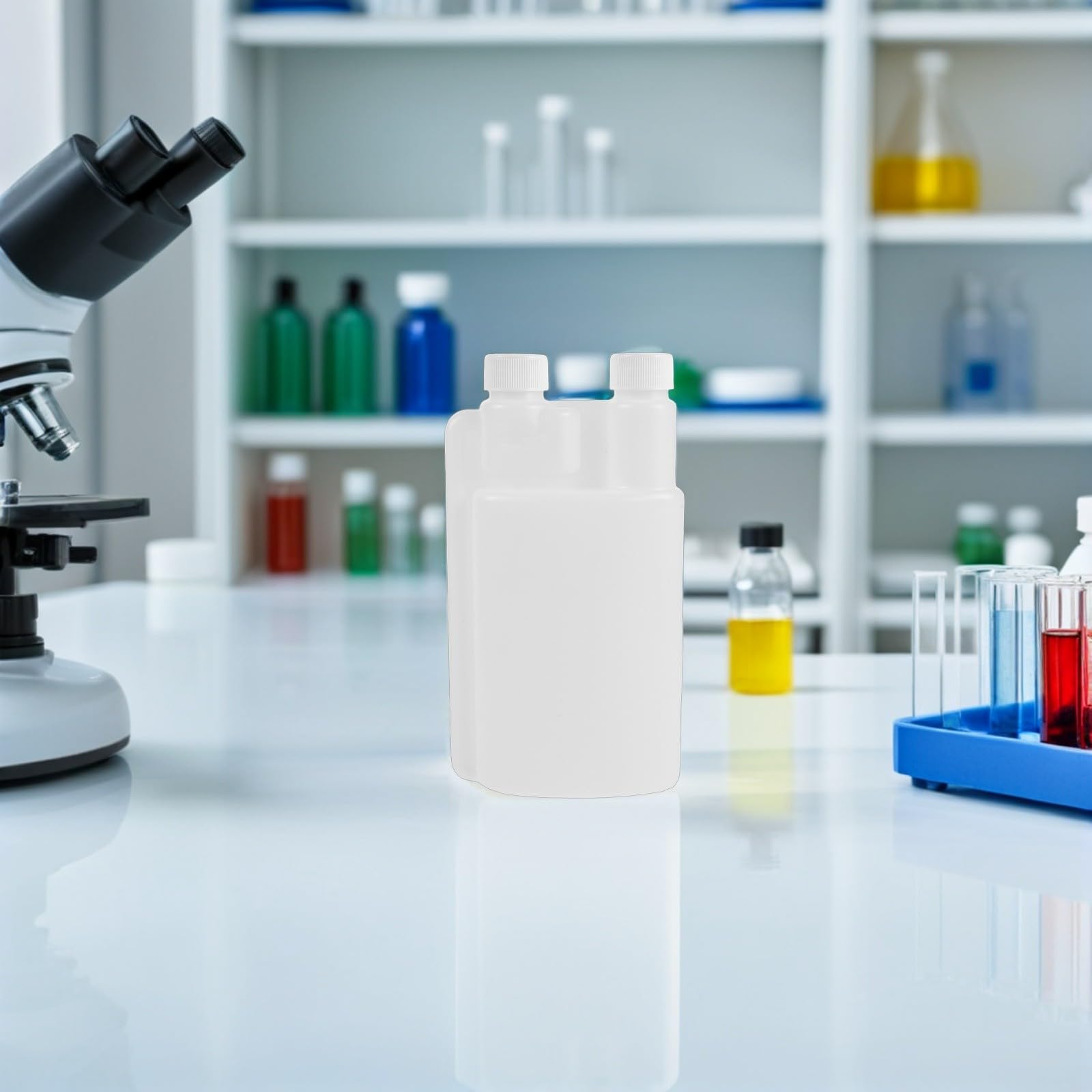 Sosoport 10 Unidades Botella de Plástico Translúcido de 500ml con Doble Cámara y Tapa a Prueba de Fugas, Diseño Plano y Capacidad para Organización en Laboratorio o Cosméticos