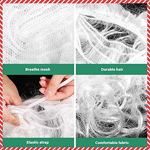 SATINIOR Christmas Santa Costume Set, Hat, Beard Wig, White Eyebrow, Winter Gloves, Glasses - Image 3