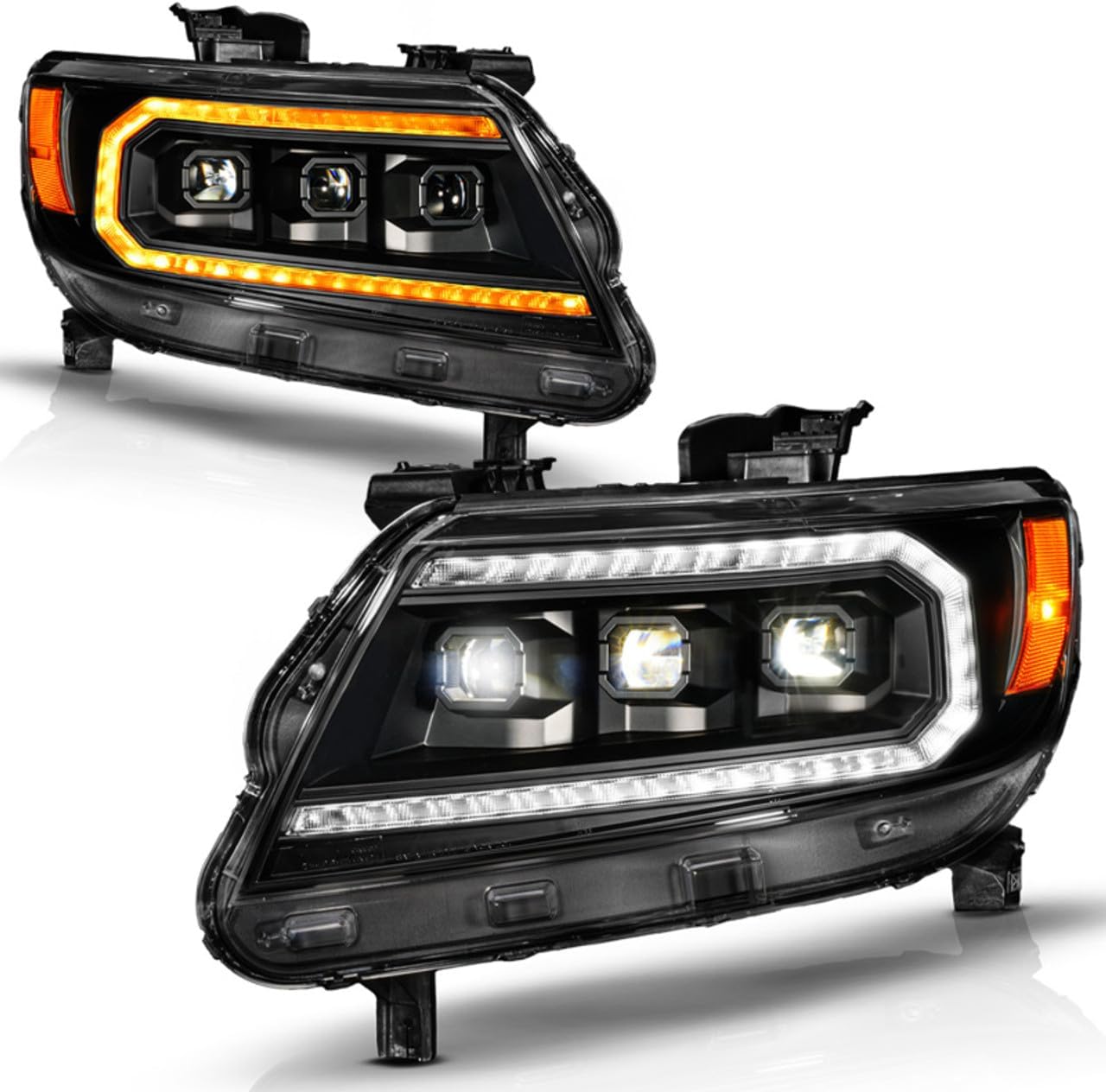 CHEVY COLORADO 15-22 FULL LED PROJECTOR HEADLIGHTS BLACK W/ DRL, INITIATION & SEQUENTIAL