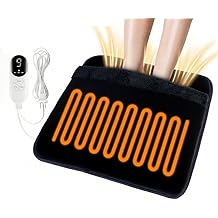 Electric Foot Warmer Mat Heating Pads with Fast Dual-Side Heated Technology, 6-Layers Heater Retention Fabric, 3 Timer Settings&amp;9 Heat Levels, Birthday Gift for Men/Women Feet, 22"&times;20" Black