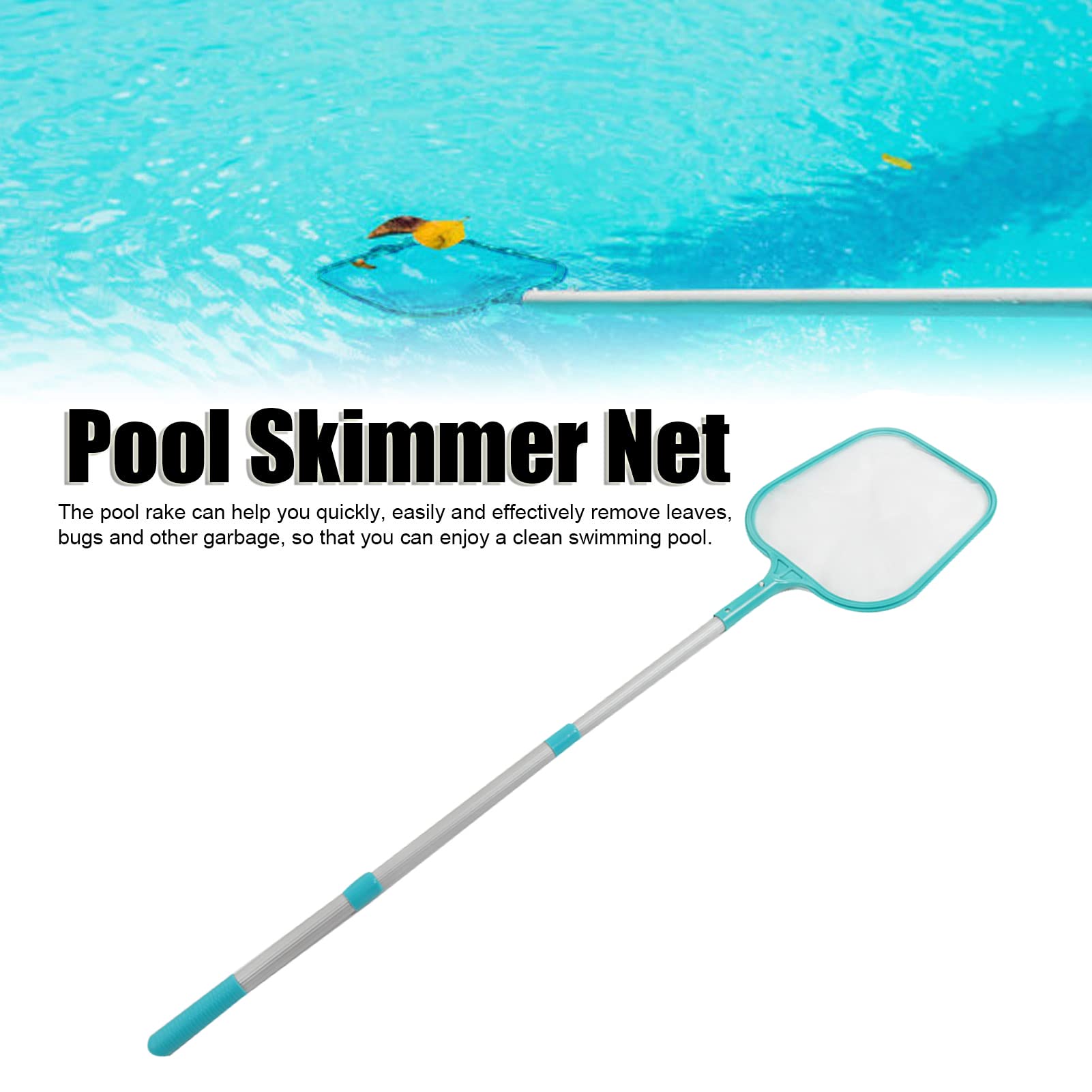 Poteau Télescopique Pour Piscine En Aluminium - 3 Sections, Longueur Max 113,5 Cm - Compatible Filets, écumoires, Brosses