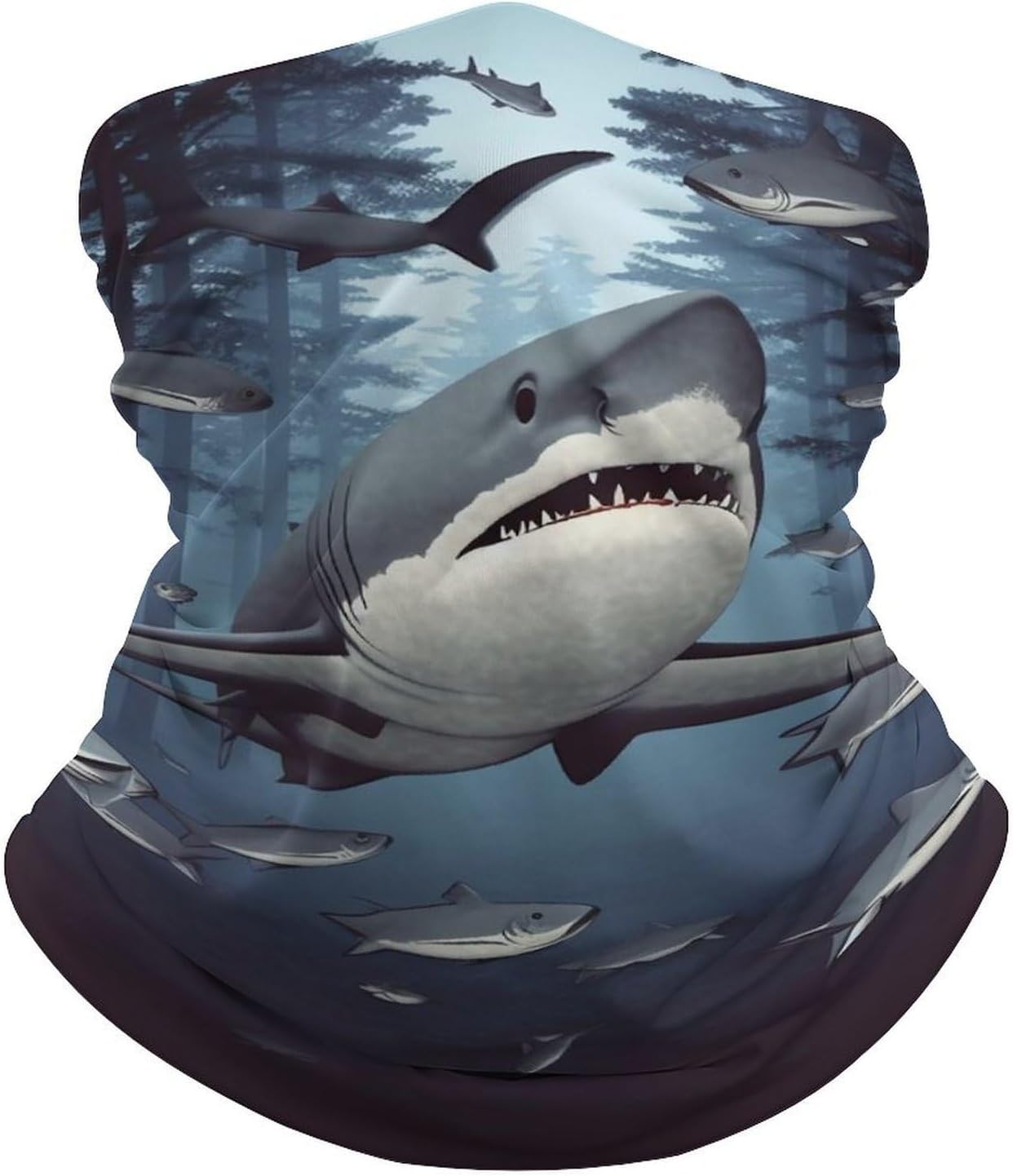 Funny Sharks Design Cooling Neck Gaiter UV Protection Balaclava Bandana Breathable Face Mask Scarf Headwear