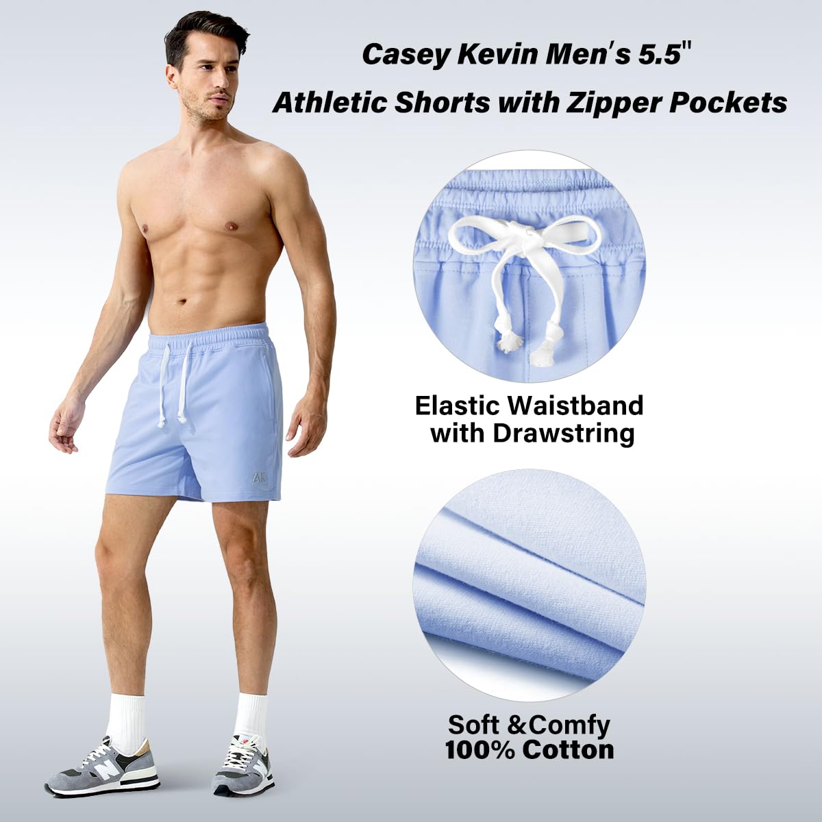 Casey Kevin Pantalon Corto Hombre Algodón Cremallera Bolsillos Deporte Gimnasio Pantalón Running Calzonas Fútbol Baloncesto Verano Shorts Tenis Deportivo Gym Cortas Regalo