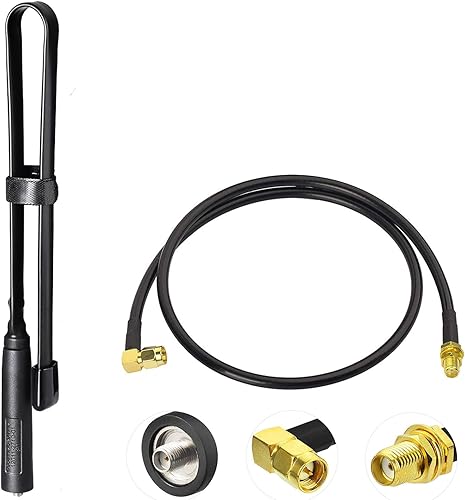 Bingfu Antena de radio VHF UHF de doble banda 136-520MHz 18.5 pulgadas plegable CS táctica SMA hembra antena de radio con cable de reubicación de
