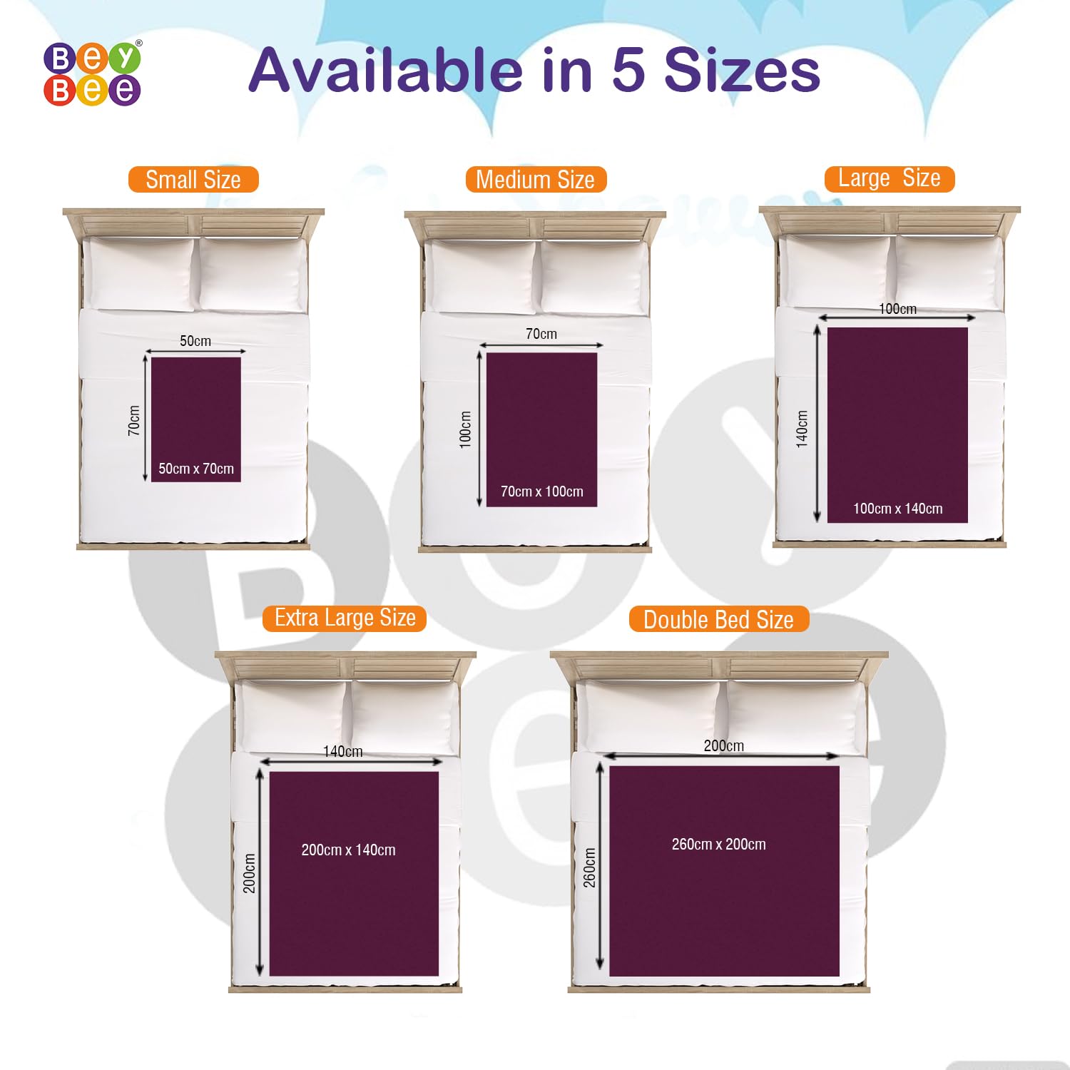 Bey Bee Cotton Dry Sheet for Adults and Elderly Patients (Plum, 100 X140 cm) Combo Pack of 2 - Image 7 thumbnail