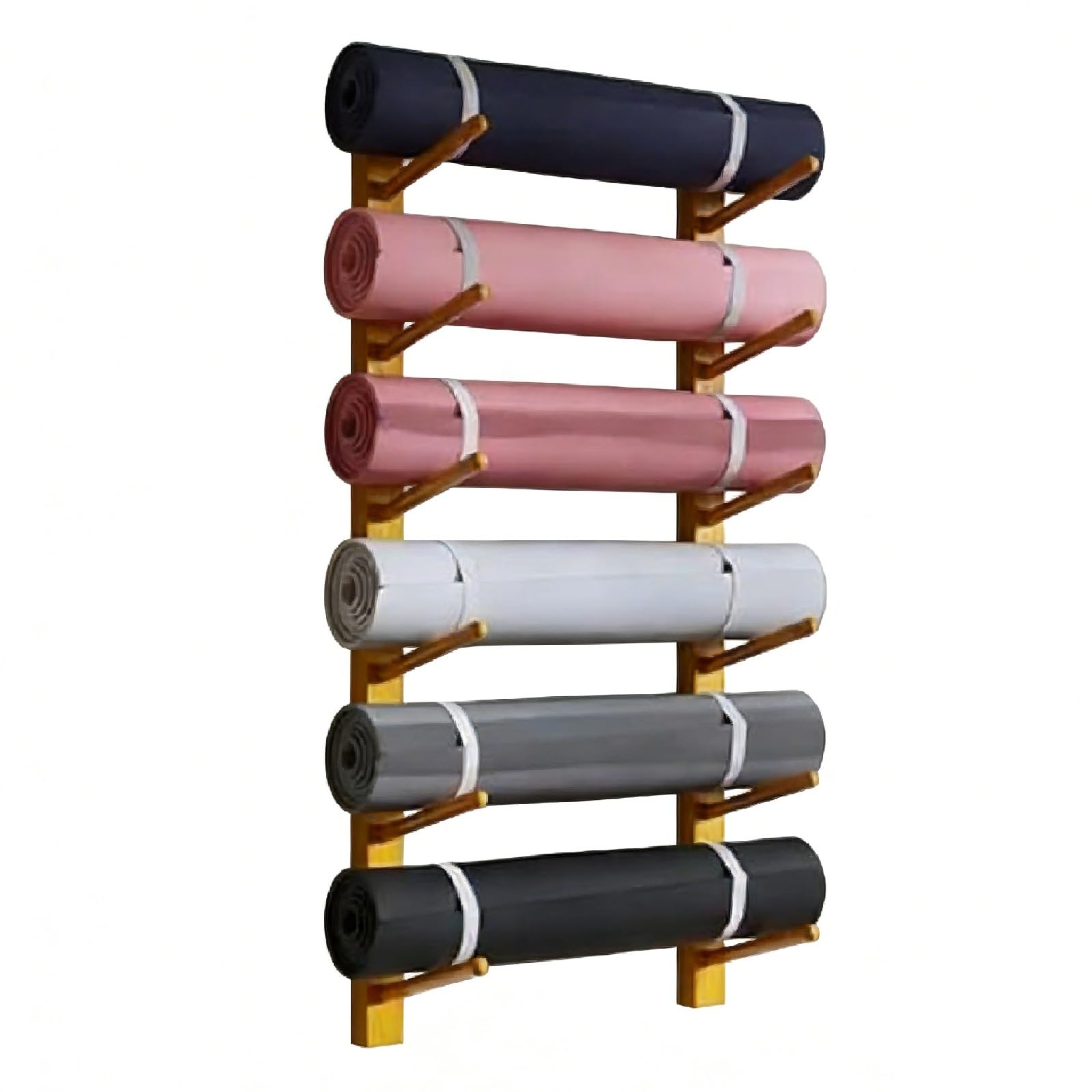 Étagère rangement murale fitness en bois pour un coin yoga zen à la maison