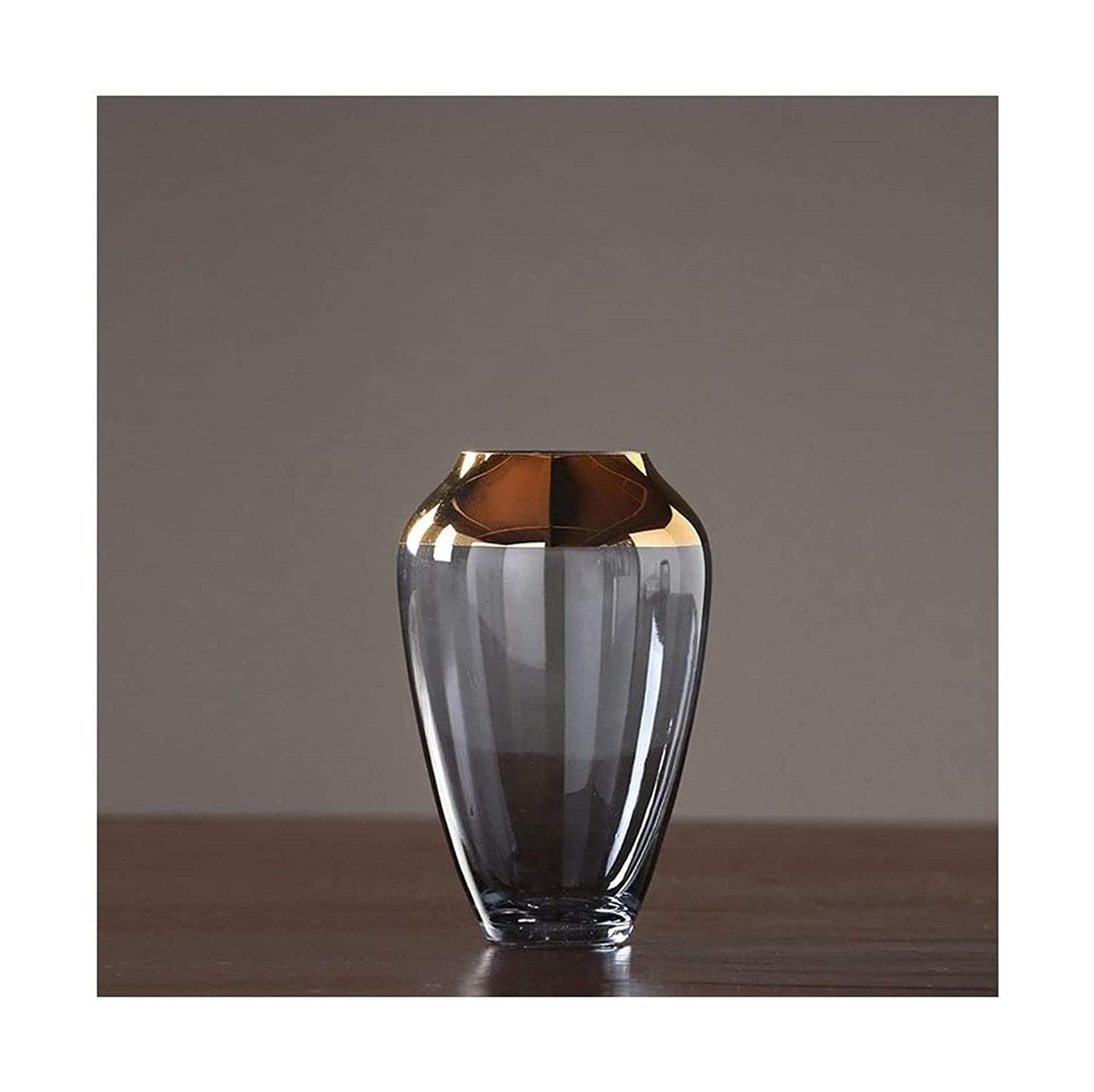 Ngdfgr As Known Fashion Light Luxury Vase Atmosphere Transparent Simple And Stylish Glass Flower Vases Modern Golden Mouth The Vase Decoration (B),B