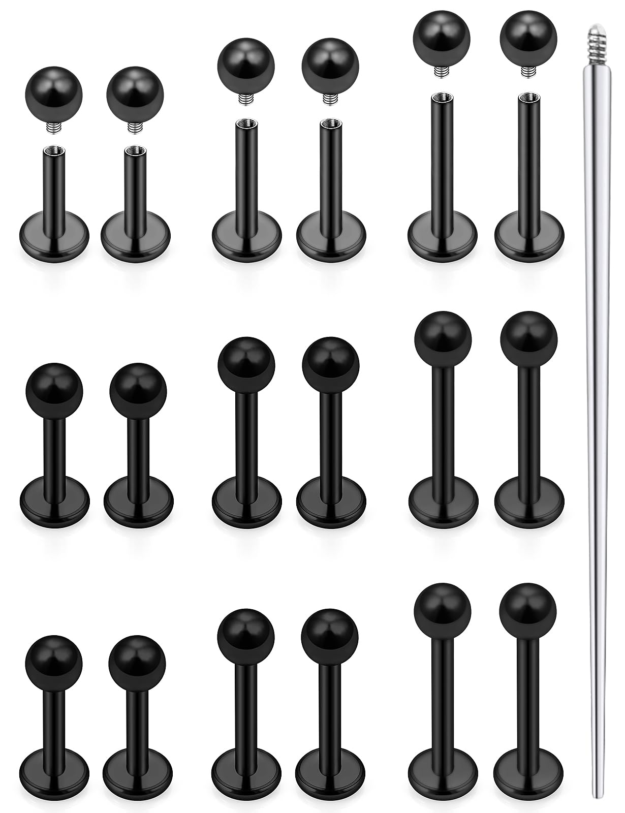 18G 16G 14G Lip Labret Medusa Nose Rings Studs Flat Back Earrings Internally Threaded 316L Surgical Steel Snake Bites Lip Rings Cartilage Tragus Helix Conch Earring Stud 6mm 7mm 8mm