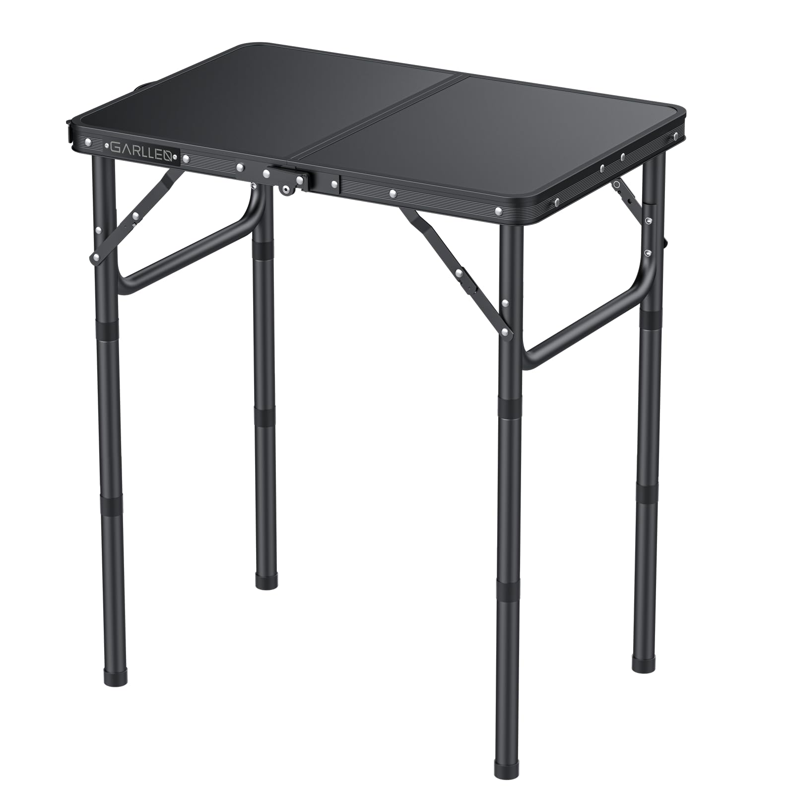 GARLLEN Campingtisch klappbar, 58x40cm & 3 einstellbare Höhen(26/48/70cm), Klapptisch Camping Tisch, Tragbar Beistelltisch Grilltisch Gartentisch Picknicktisch für Camping Picknick Garten (Schwarz)