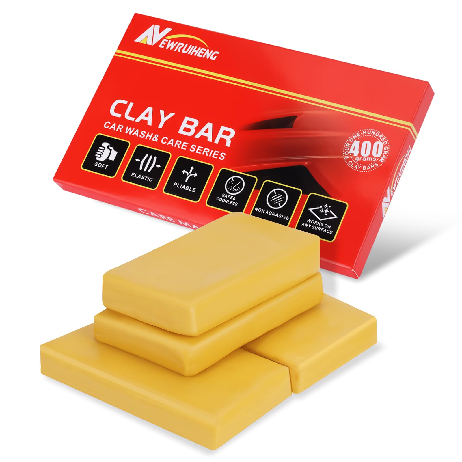 Car Clay Bar 4 Pack 400g, Premium Grade Clay Bars Detailing Magic Clay Bar Cleaner Auto Wash Bars with Washing and Adsorption Capacity for Car Wash Car Detailing Clean,RV, Bus,Glass Cleaning