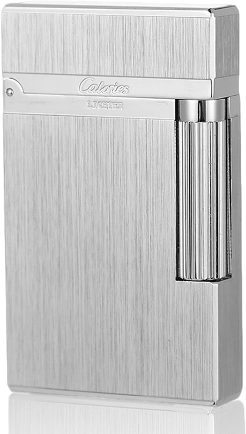 Premium Brass Lighter - Adjustable Soft Flame, Classic Ping Sound, Elegant Gift for Men, Father, Husband, Boyfriend (Silver)