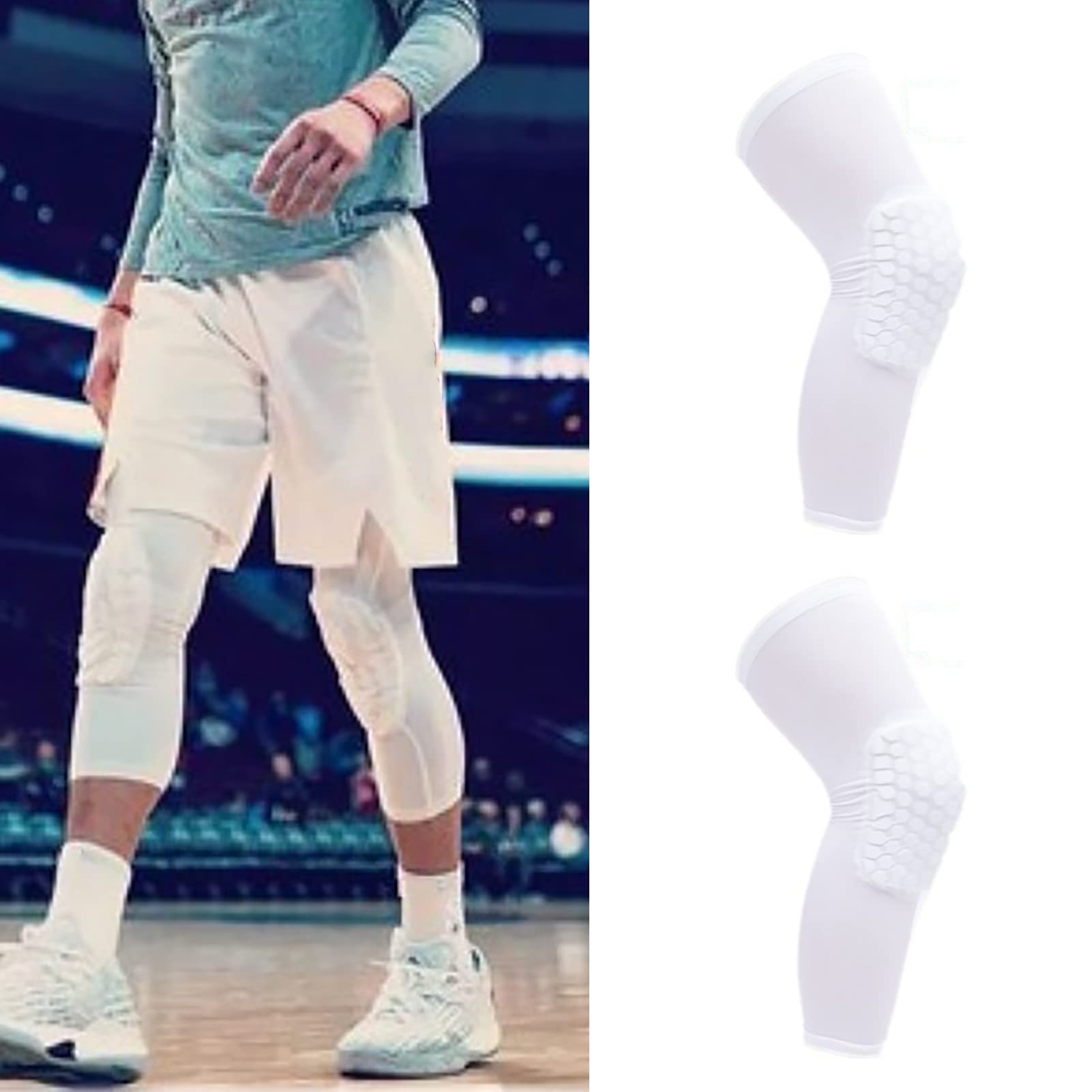 Knee Compression Pads, 2PCS Volleyball Basketball Knee Pads with Honeycomb Padding Breathable and Non Slip Knee Brace Compression Knee Sleeve Knee Protector for Youth (L For