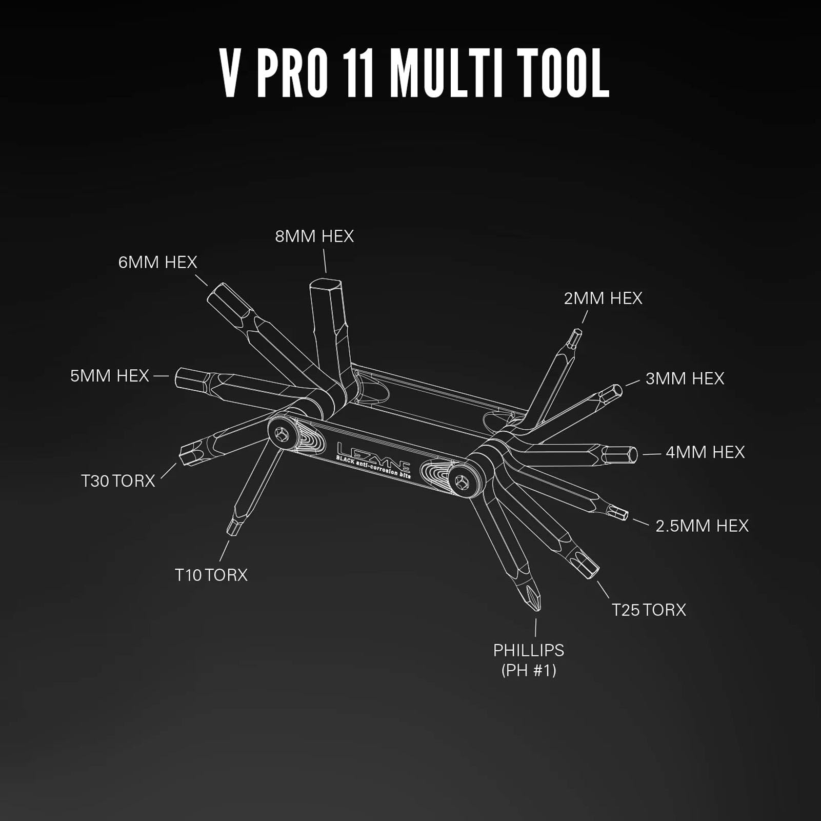 LEZYNE V PRO 11, Utensile Multifunzione Unisex-Adulto, Nero