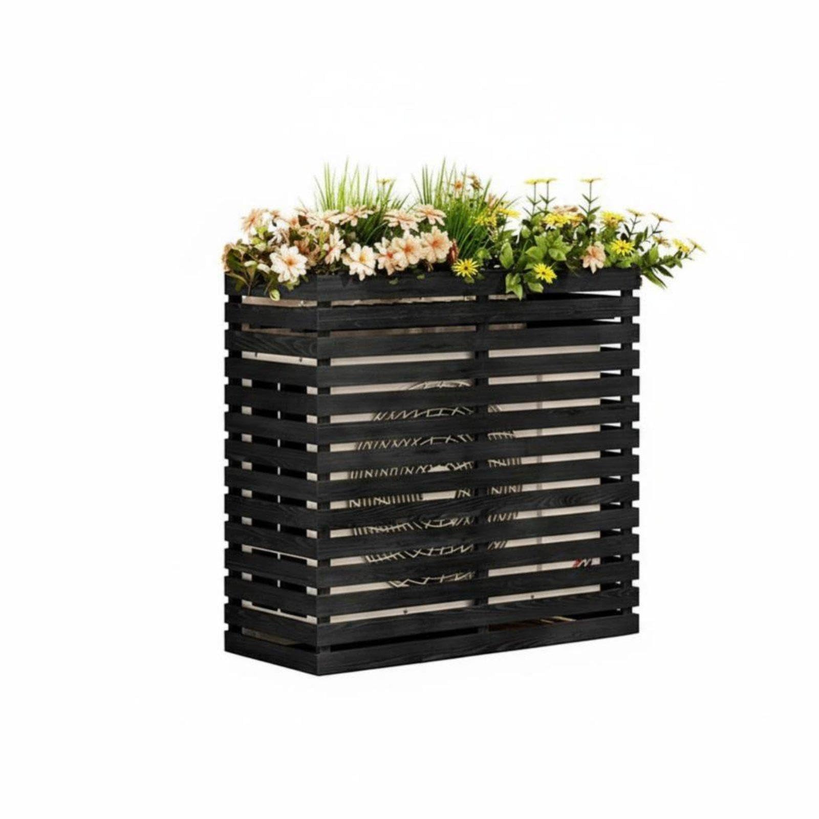 Louvered Utility Cover with Shelf Anticorrosive Air Conditioner Enclosure Weather Resistant Planter Stand for Balcony Owners, Homeowners, Patio, Yard 85 * 35 * 80cm Black-image-6