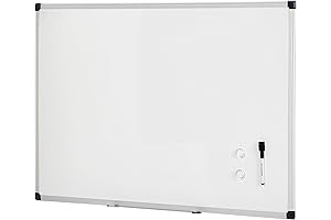 Amazon Basics Magnetic Dry Erase White Board, 36x24 Inches, Aluminum Frame, Silver/White