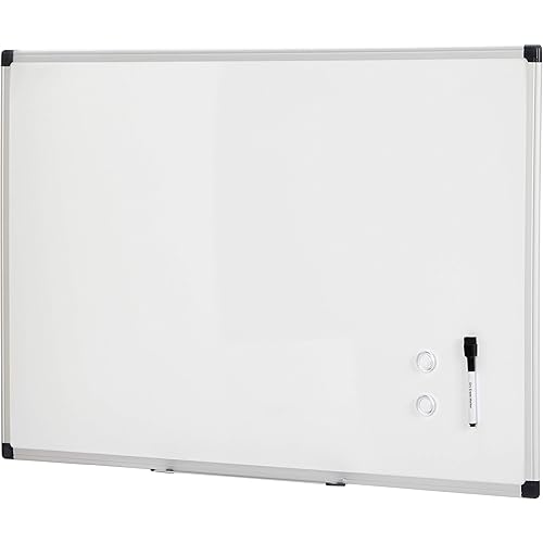 Amazon Basics Magnetic Dry Erase Whiteboard, 36"W x 24"H, Aluminum Frame, Silver/White