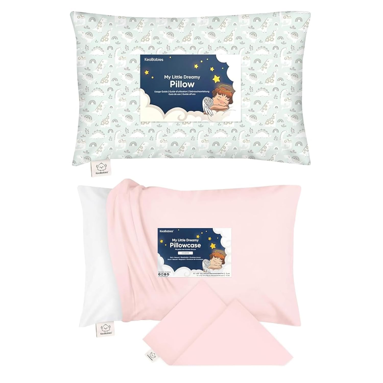 KeaBabies Toddler Pillow with Pillowcase and Toddler Pillowcase for 13X18 Pillow - 13X18 Soft Cotton Toddler Pillows for Sleeping - Toddler Pillow Case for Boy, Kids