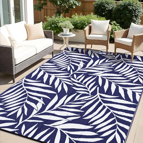OLANLY Waterproof Outdoor Rug 8x10 ft, Reversible Outdoor Plastic Straw