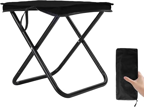 Taburete de camping portátil de bolsillo, silla plegable para adultos con capacidad para 275 libras, asiento de campamento pequeño para camping (1