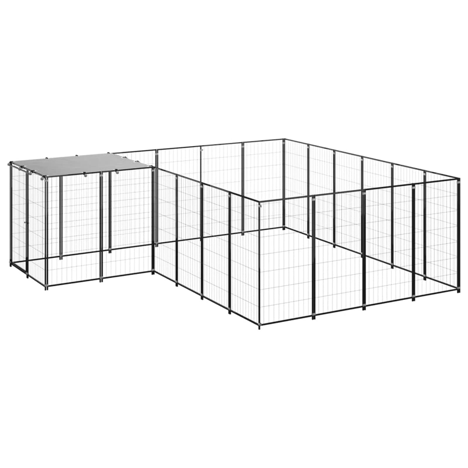 GuyAna Gabbia per Cani Nera 8,47 m² in Acciaio,Gabbiette per Cani,Gabbia per Cani da Esterno,Recinto per Cani,Gabbia per Animali(SPU:3082212)