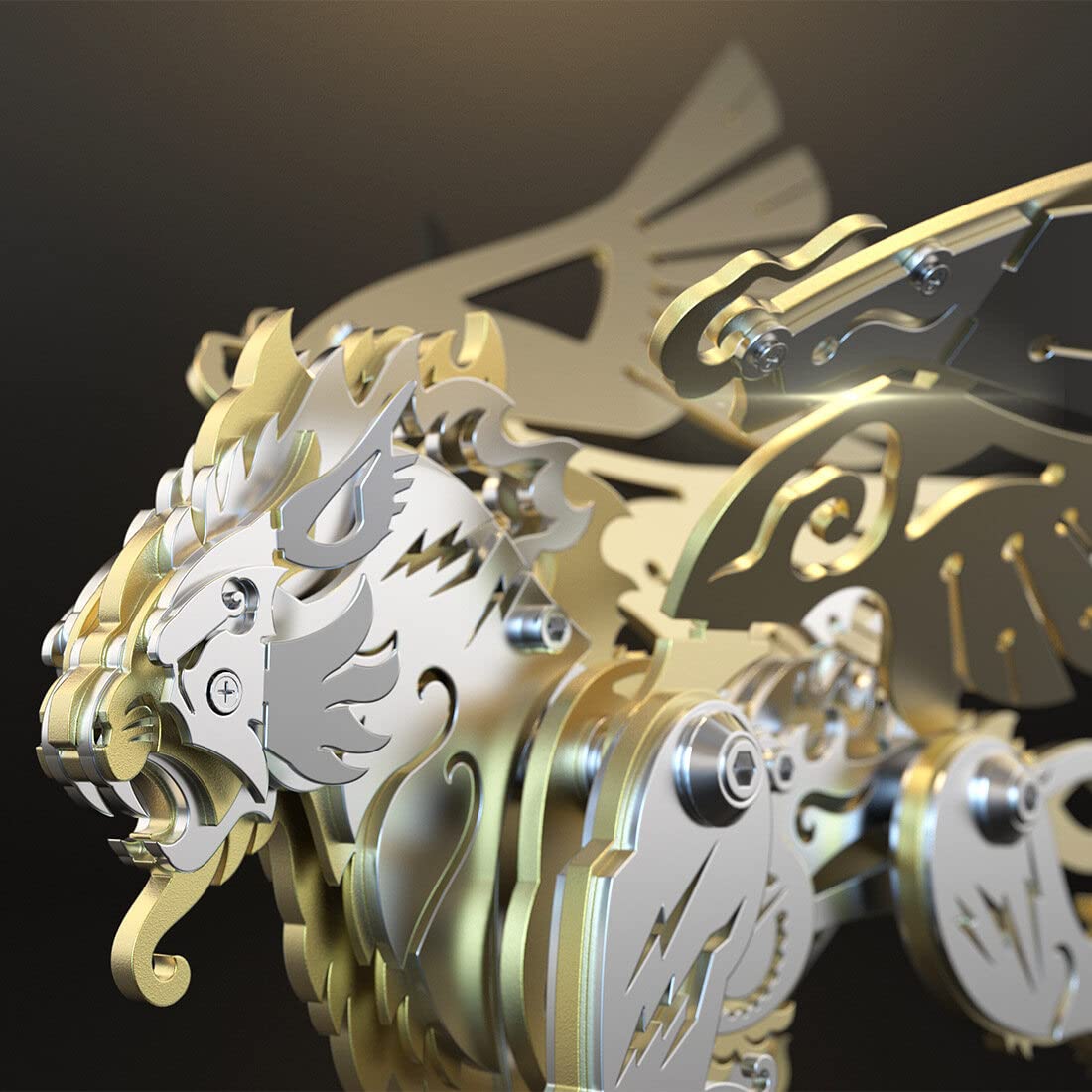 JEBU Metalowy model 3D, zestaw dla dorosłych, puzzle 3D, wzór tygrysa, 116 elementów, puzzle 3D, puzzle, DIY, zwierzęce, łamigłówki, dekoracja domu