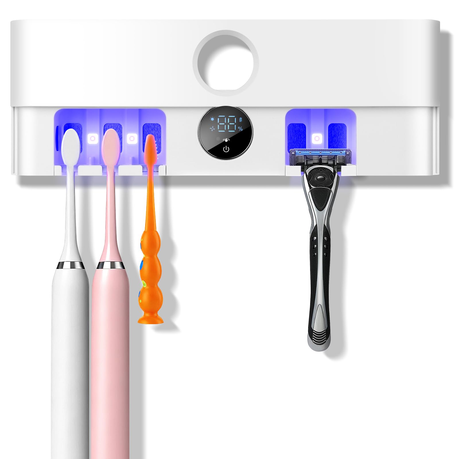 Portaspazzolino da parete e portaspazzolino, portaspazzolino elettrico, porta rasoio e detergente per accessori da bagno, con coperchio automatico di apertura/chiusura induttiva, pulito, asciutto per