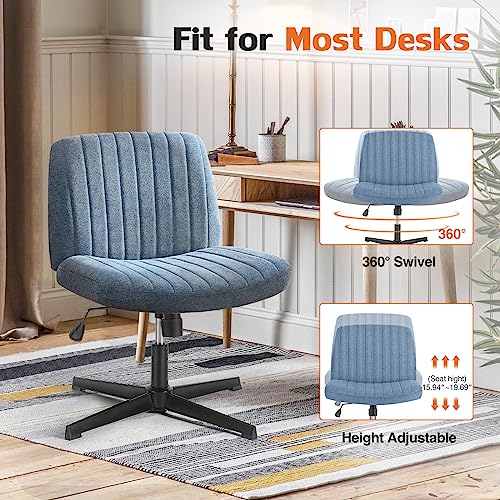 Sweetcrispy Office Chair No Wheels - Armless Desk Chair No Wheels Cross Legged Office Chair Wide Swivel Home Office Desk Chairs #TOP4